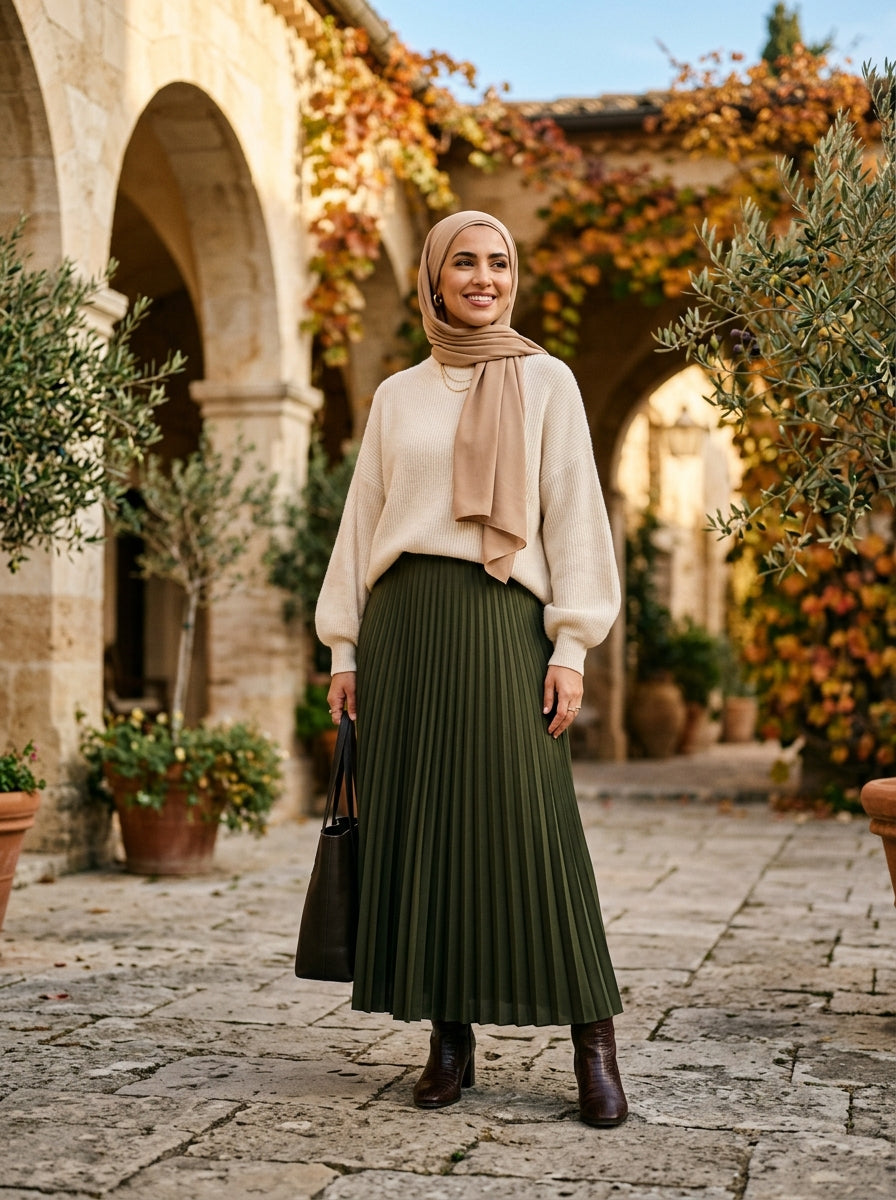 Modest Fall Capsule — fully covered fall outfit with headscarf