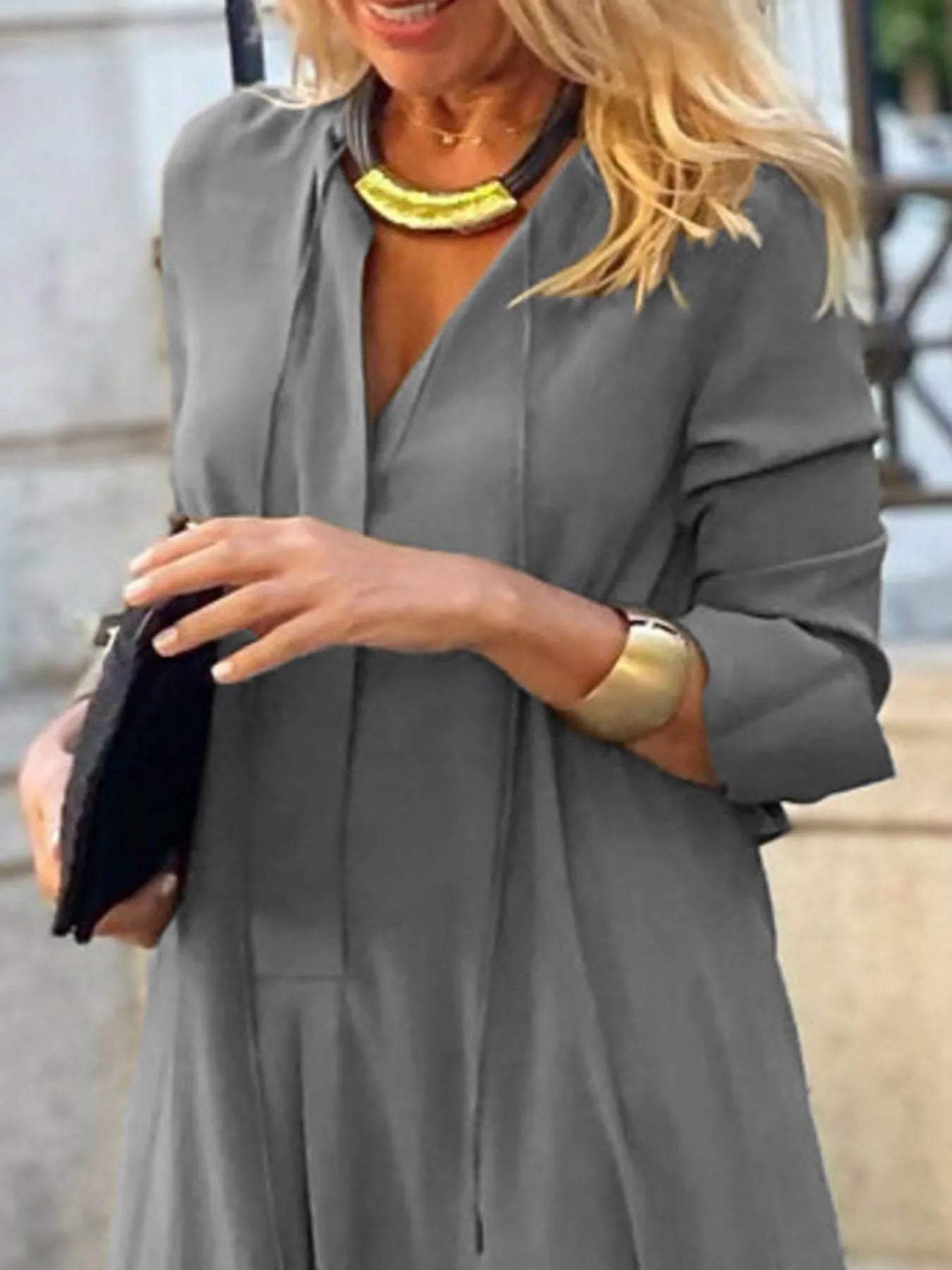 Solid Color Maxi Shirt Dress