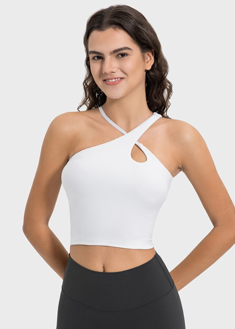 Asymmetrical Cross-Strap Cutout Crop Top