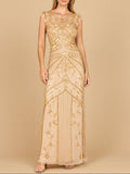 Beaded Cap Sleeve Sheath Gown | 28876