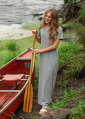 Jane Teal Stripe T-shirt Maxi Dress: S