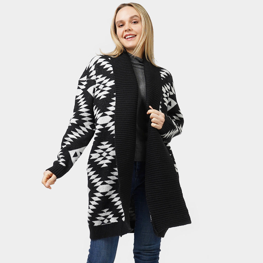 Aztec Patterned Sweater Cardigan