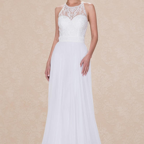 (LIVE 49) Solid color minimalist ultra long wedding dress.