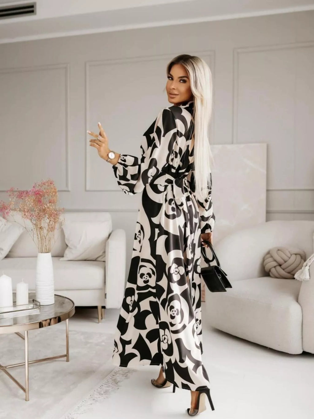 Printed Button Front Maxi Shirt Dress