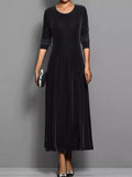Velvet Long Sleeve A-Line Dress