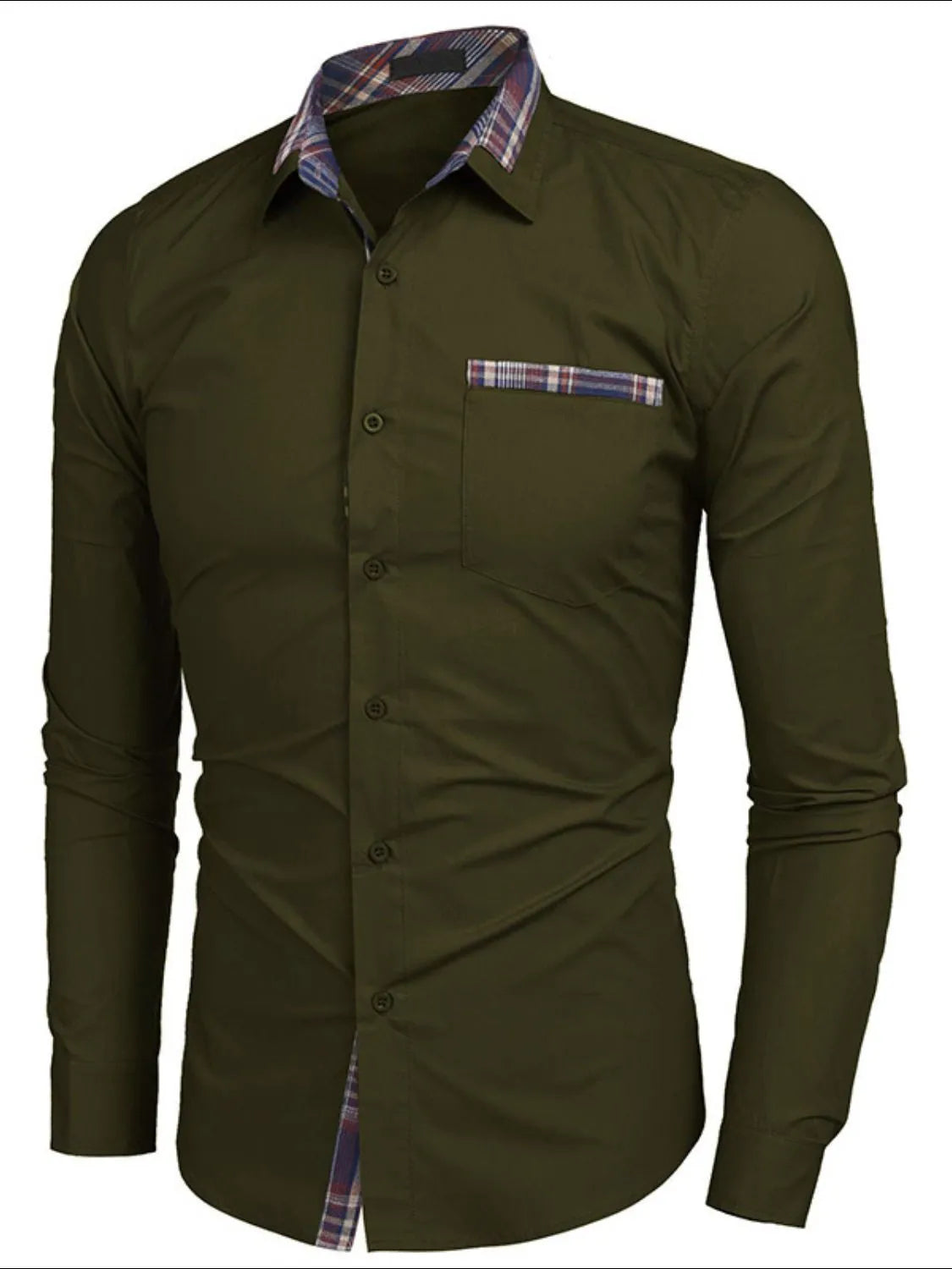 Men's Plaid Collared Neck Long Sleeve Shirt