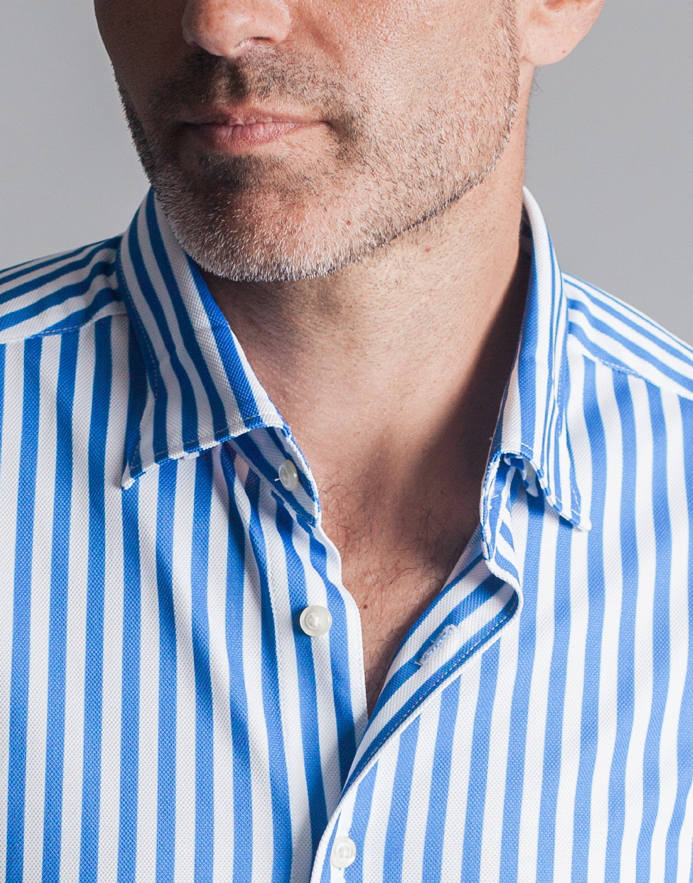 The Go Big Stripe Long Sleeve Tech Shirt - Royal Blue