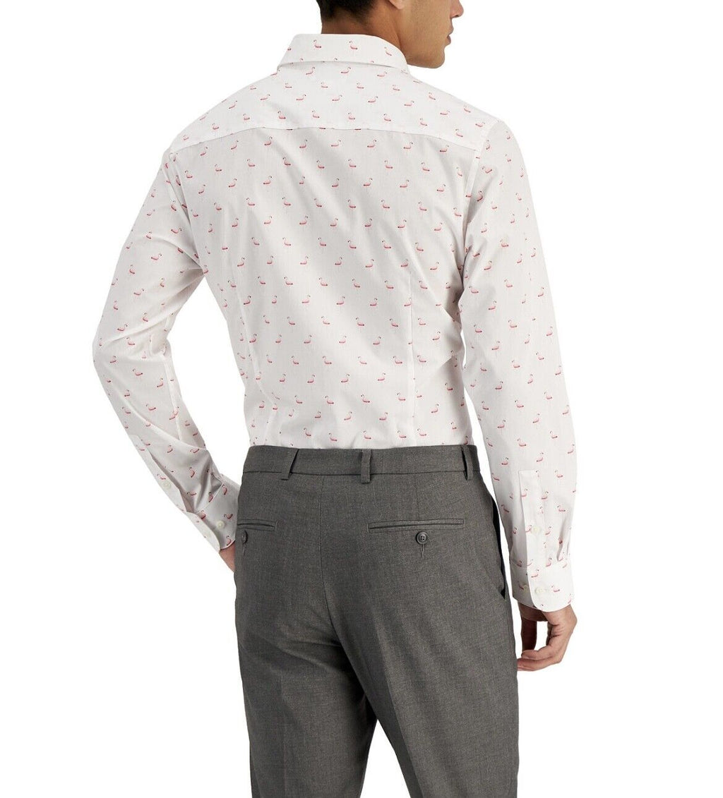 Bar III Mens Slim-Fit Stretch Flamingo Knit Dress Shirt, Size XL